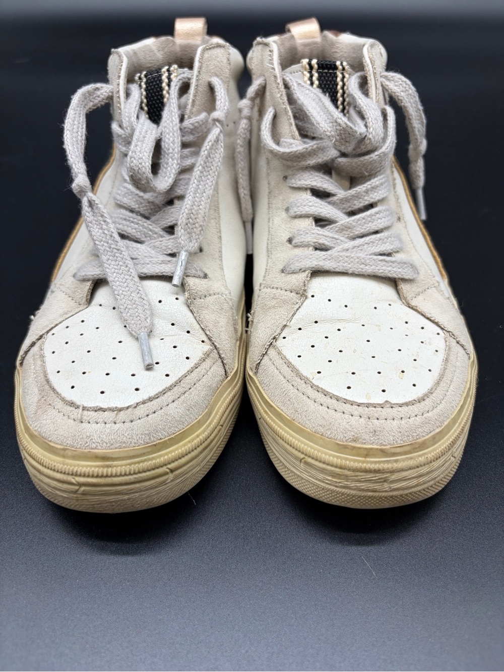 ShuShop Sandy Dark Green Snak Cream & Tan High-Top Athletic Sneakers